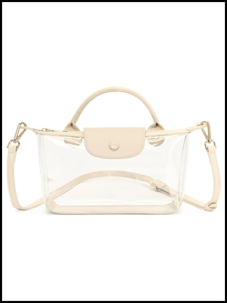 Clear Crossbody Bag Stadium Approved Leather Purse For Concerts Sports